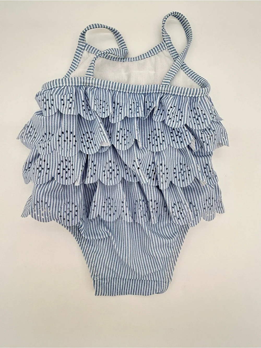 Baby GAP Blue & White Striped Ruffle One-Piece Size 6-12 Months